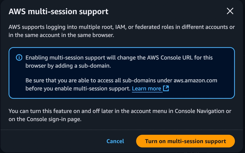 aws management multiple sessions