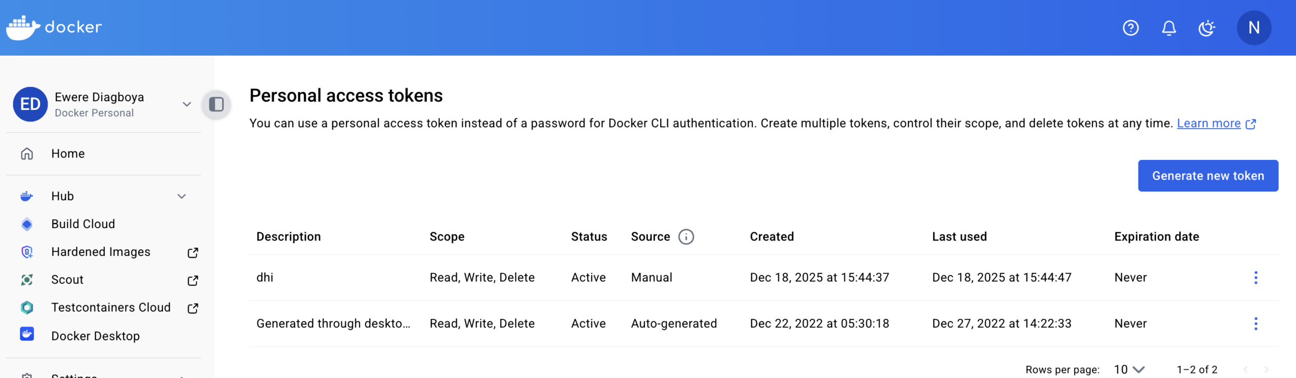 docker-personal-access-token